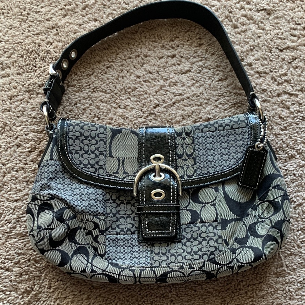 Coach Monogram Black and Gray Shoulder Bag